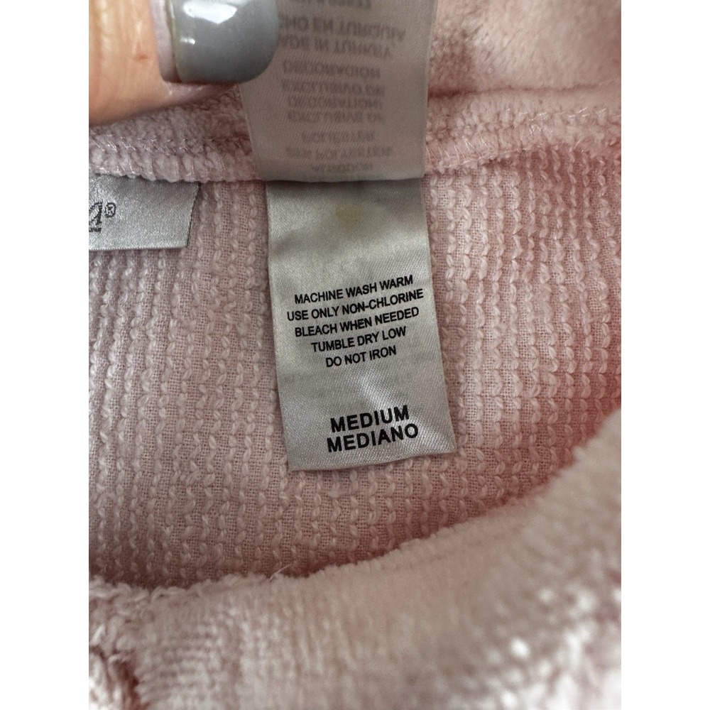 Adonna Bed Jacket French Terry Cloth Lounge Cardigan CottageCore Pink Size M - Picture 13 of 13